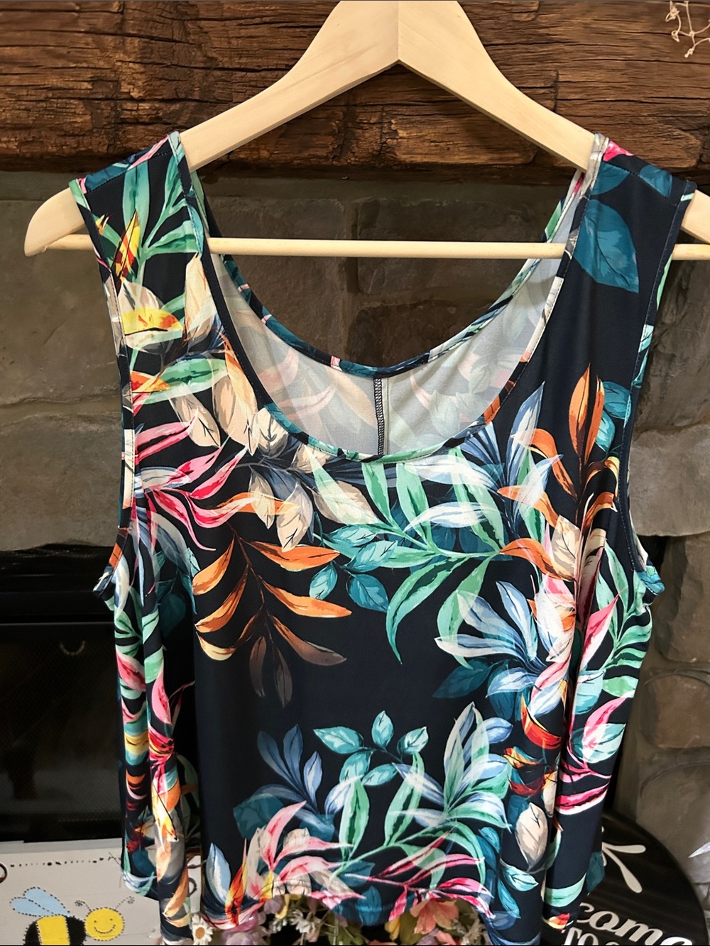 Josef Ribkoff Tropical NavyFloral Sleeveless Tank Top